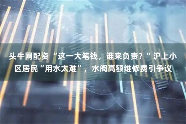 头牛网配资 “这一大笔钱，谁来负责？”沪上小区居民“用水太难”，水阀高额维修费引争议